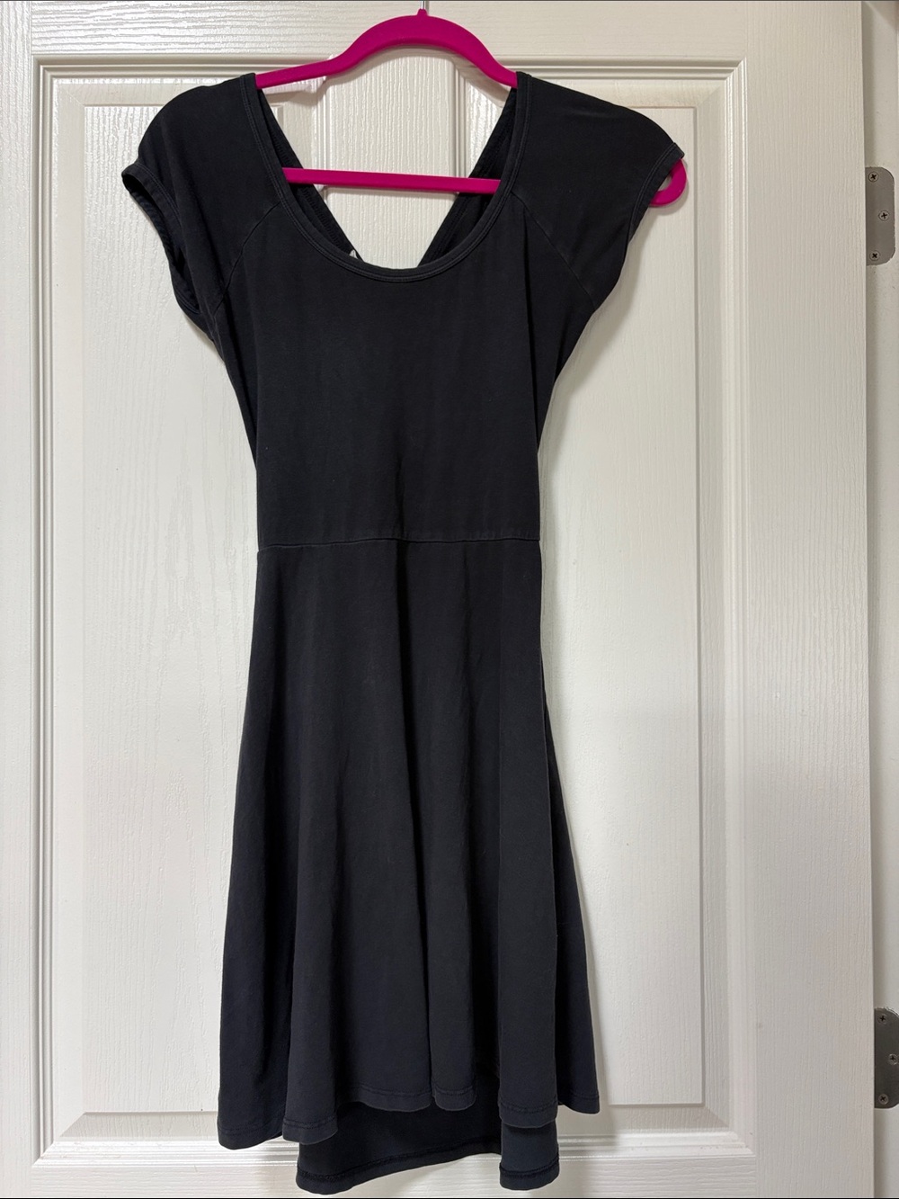 Faded Black Open-Back Sleeve Dress